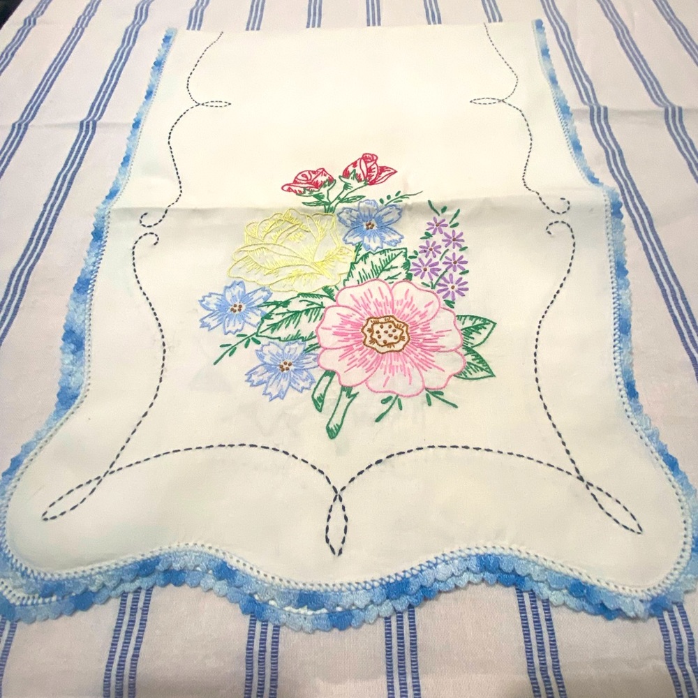 Vintage Embroidered Table Topper